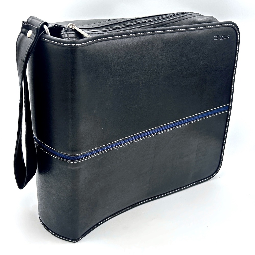 VTG Targus CD DVD Blue Ray Video Game Storage Case Black Faux Leather 320 Slots